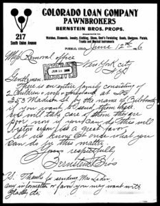 Letter from Bernstein Bros to IRO